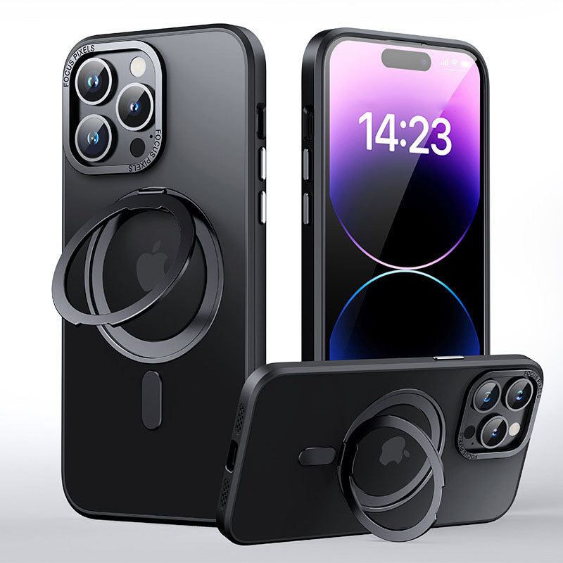 360-Degree Rotating Pivot Magsafe Magnetic Frosted Metal Lens Protective Case