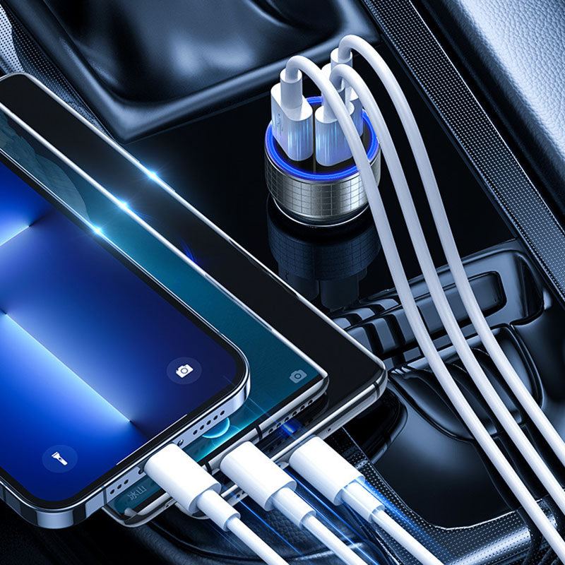 "Cyber" 83W Aluminum Super Fast Charger Car Charger - With 3 Ports