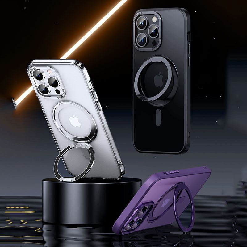 360-Degree Rotating Pivot Magsafe Magnetic Frosted Metal Lens Protective Case