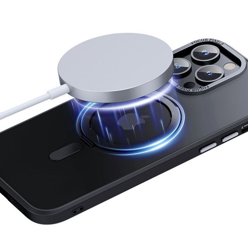 360-Degree Rotating Pivot Magsafe Magnetic Frosted Metal Lens Protective Case