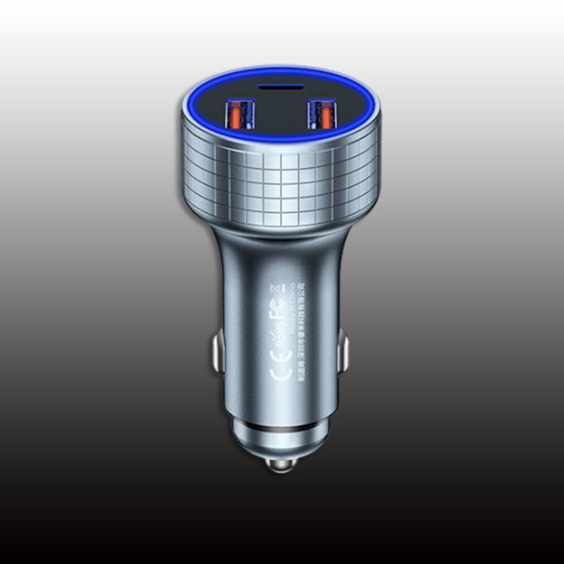 "Cyber" 83W Aluminum Super Fast Charger Car Charger - With 3 Ports