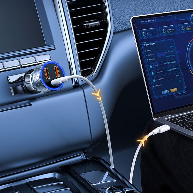 "Cyber" 83W Aluminum Super Fast Charger Car Charger - With 3 Ports