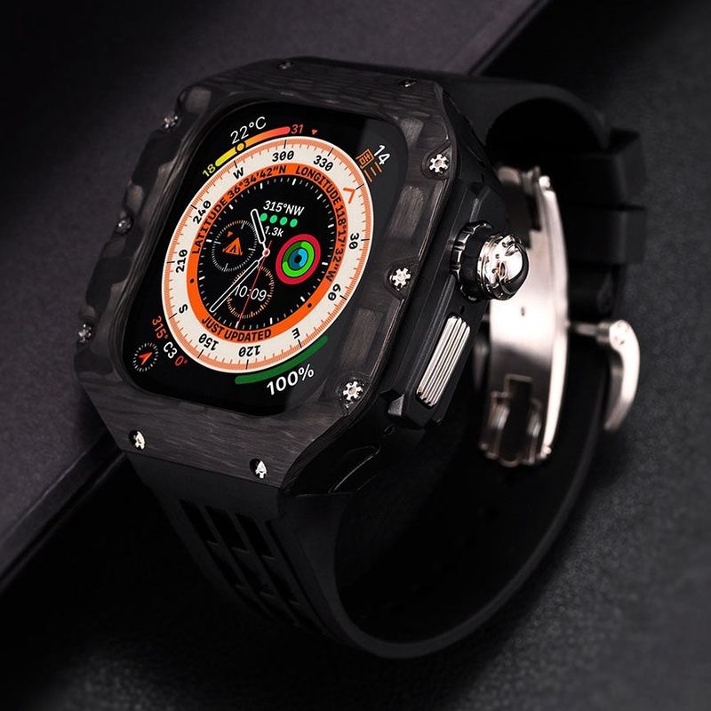 "Mechanical Band" Carbon Fiber One-Piece Fluoroelastomer Case for Apple Watch Ultra